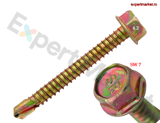 Imagine pentru Surub autoforant cap hex DIN 7504K 4.2x  25 ZG SW7